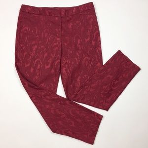 WHBM The Slim Ankle Cranberry Jacquard Pants